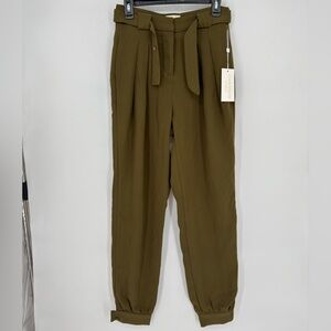Torn by Ronny Kobo NWT Olive Green Pleated Trousers with Cuffed hem